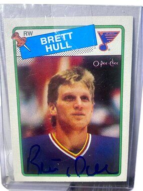 1988 O-Pee-Chee Brett Hull St. Louis Blues Autographed Hockey Card RW NHL Rookie